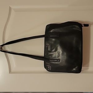 Great Condition Perlina Vintage Black Leather Laptop Bag/Briefcase Tote